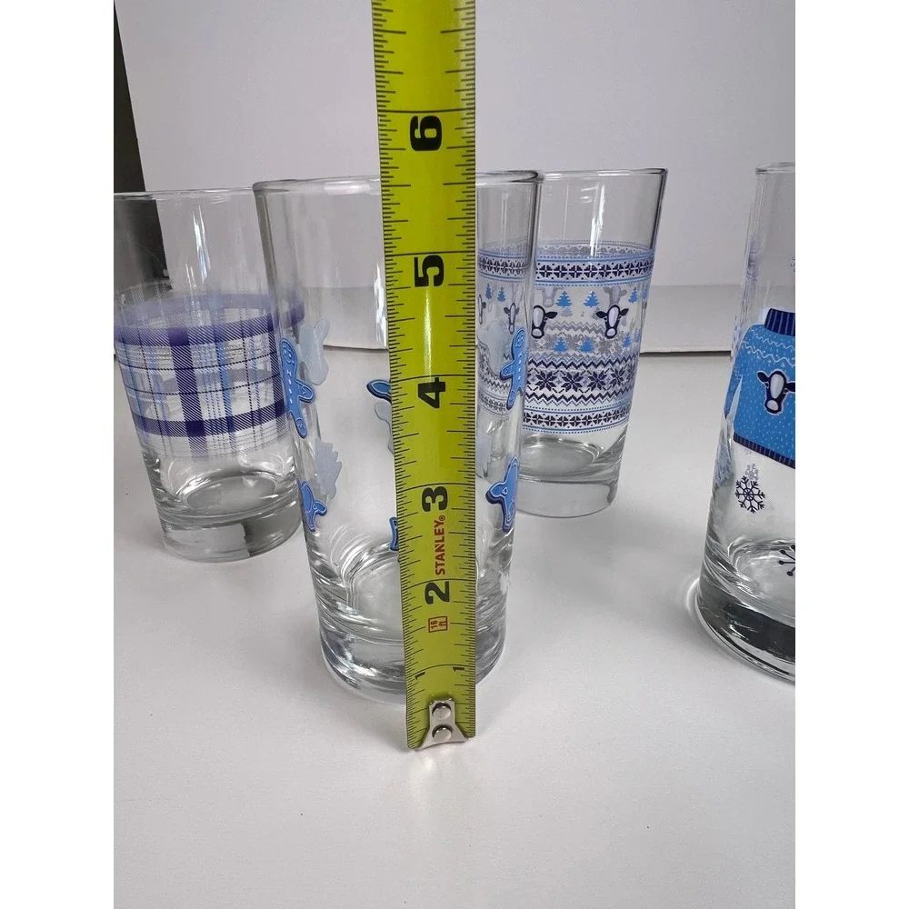 Fairlife Marketing PR Set of 4 Winter Themed Drinking Glasses Cow‎